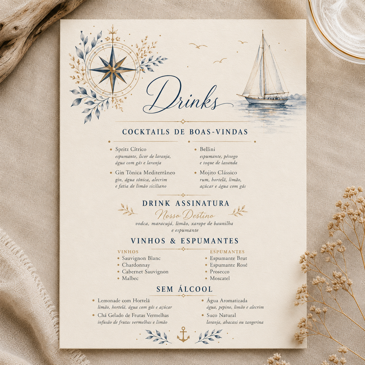 Menu de drinks